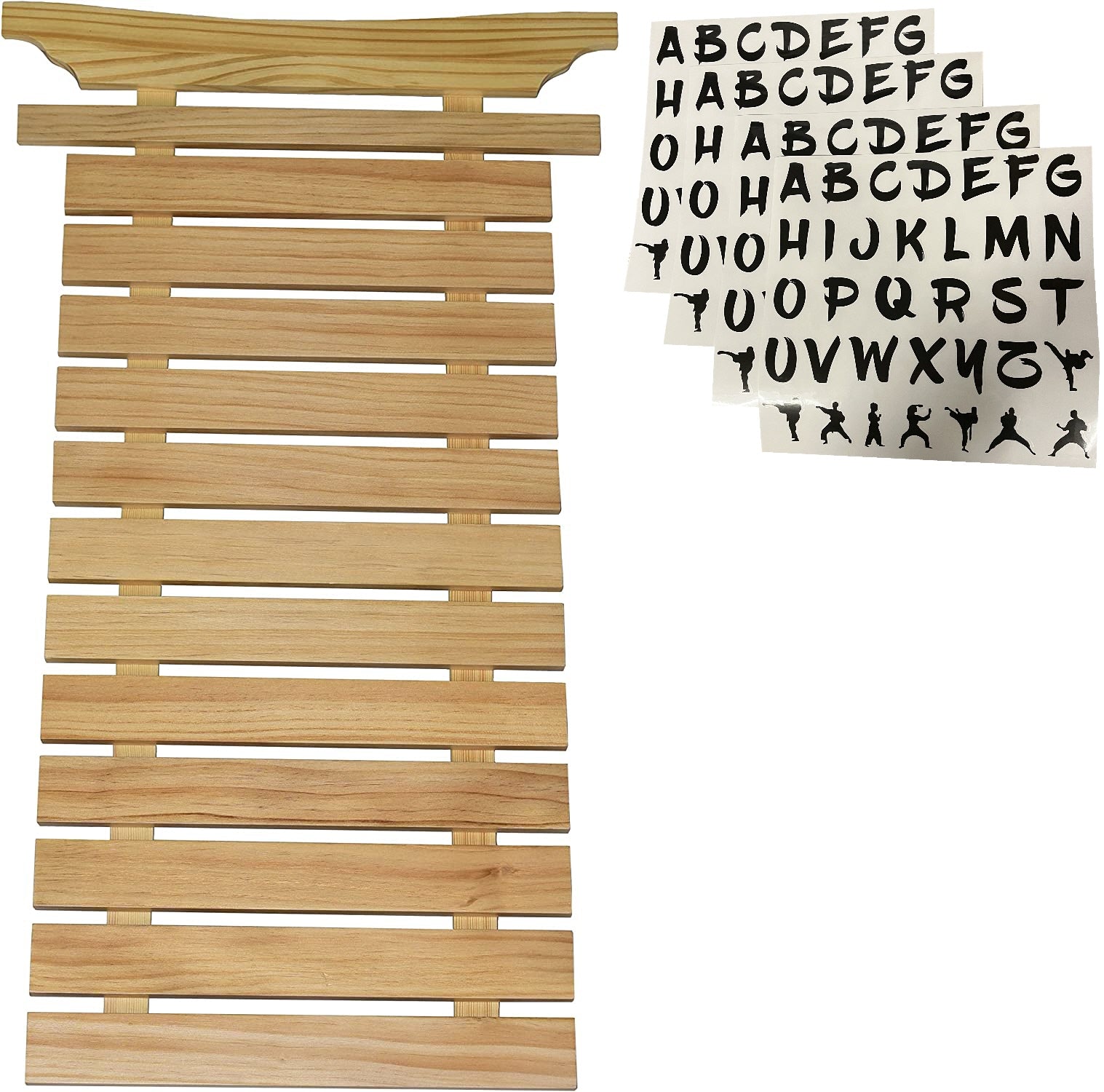 12 (Twelve) Belt Karate Martial Arts Belt Display - Thick Wood - Japanese Top