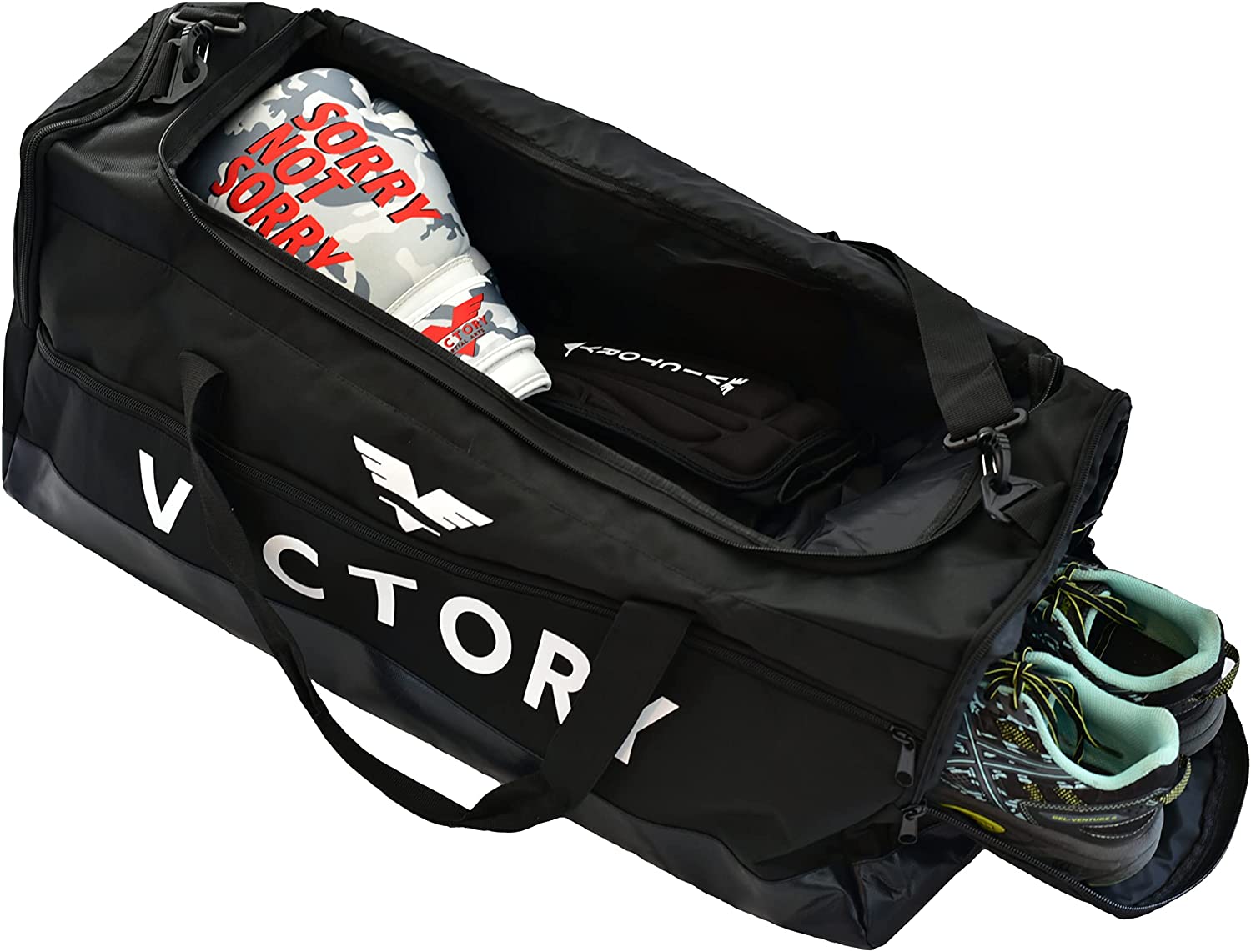 Victory Martial Arts Large Breathable Duffle Bag for MMA Gear, Boxing Gear, Gym or other Sports in Black and Pink