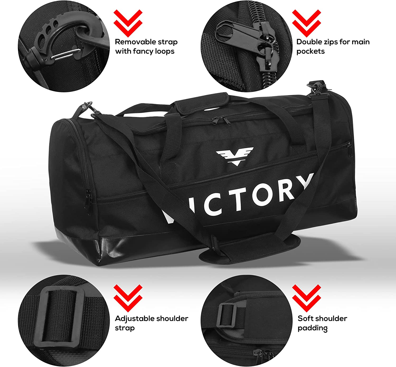 Amazon.com: Victory Martial Arts Large Breathable Duffle Bag for MMA Gear,  Boxing Gear, Gym or other Sports (Black) : Sports & Outdoors