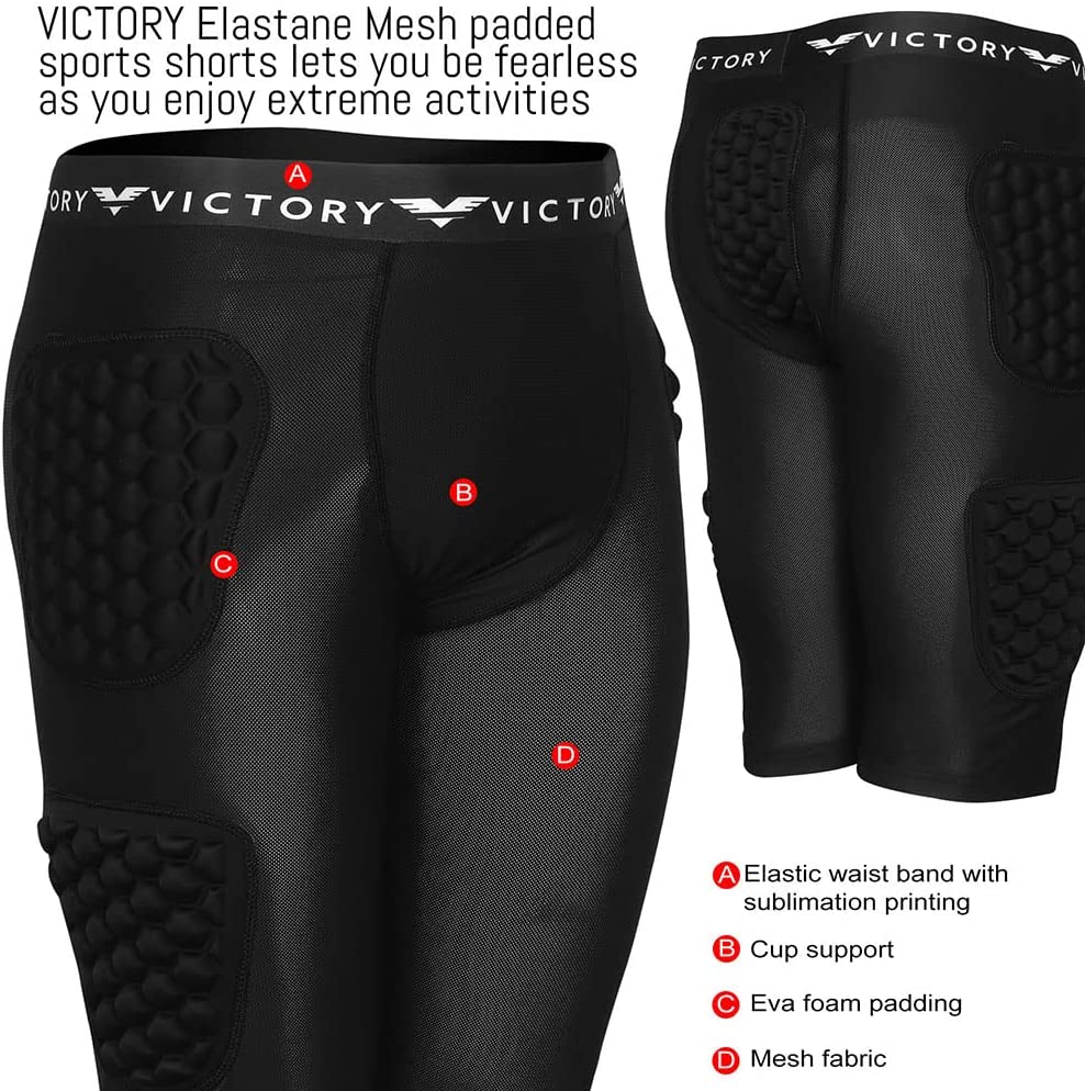 Protective Padded Compression Shorts for Snowboard, Skate, Ski, Football, Basketball - Hip, Butt and Tailbone Padding